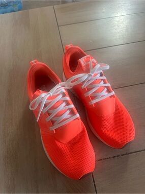 New Balance Neon Coral Athletic Sneakers with White Laces